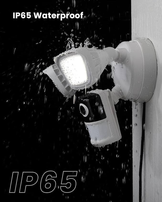 ieGeek Floodlight Camera, Outdoor Home Security Camera, 2K Wired Flood Light Camera Outdoor with Motion Sensor Cam, 2600 Lumens, Color Night Vision, 110dB Siren, 2 Way Audio, Compatible with Alexa