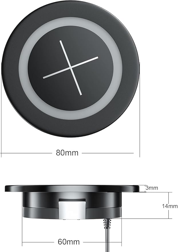 Magnetic Wireless Charging Station for Apple Series, Desk Wireless Charger Fast Charging Pad Furniture Desktop Nightstand, for iPhone 17/16/15/14/13/12 Pro/Max//Plus, AirPods 3/2/Pro 2/Pro(Black)