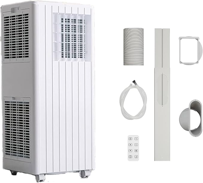 Portable Air Conditioners, Cool up to 350 Sq. Ft, 8,000 BTU 3-in-1 Movable AC for Bedroom with Dehumidifier, Fan, Sleep Mode, 24H Timer, Remote Control, and Window Installation Kit Included