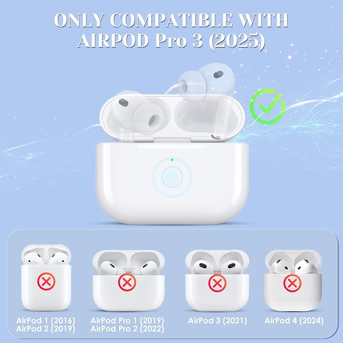 JKV Wireless Charging Replacement for AirPod Pro 3 Charging Case with USB-C Port, Only Compatible with Air Pods Pro 3rd Charging Case with Bluetooth Touch Sensing, no Airpod