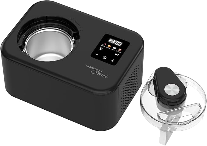 Magnavox Home, 1.2 Qt Electric Ice Cream Maker with Compressor, Touchscreen Ice Cream Machine, Built-In Compressor, Automatic Sorbet, FroYo, Italian Ice Maker, No Pre-Freeze