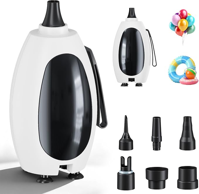Togvu Electric Balloon Pump, 3-in-1 Portable Air Pump for Inflatables and Balloons, Dual Nozzle Balloon Blower Machine for Latex 260q Foil Balloons 110V Inflator Deflator for Pool Floats Air Mattress