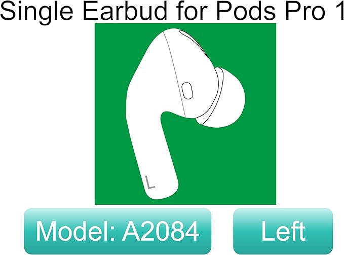 Meenova A2084 Left Earbud Replacement, Single Left Ear Side Only for Original Pod Pro 1st Gen, Compatible with OEM Pods Pro Charging Case A2190, Genuine A2083 Air Pros 1 L