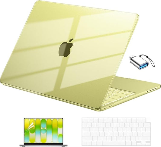 EooCoo for MacBook Neo Case 13 inch 2026 Model A3404 with A18 Pro Chip, Scratch Resistant Protective Hard Shell Case & Keyboard Cover & Screen Film & Type C, Crystal Citrus