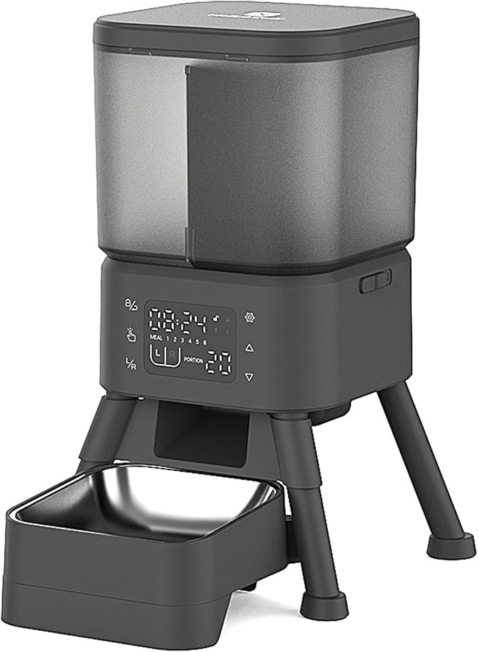 Automatic Pet Feeder, 4L Digital Smart Food Dispenser with LCD Display, Programmable Timer for Cats and Dogs, Stainless Steel Bowl, Tip-Over Resistant 4-Leg Design