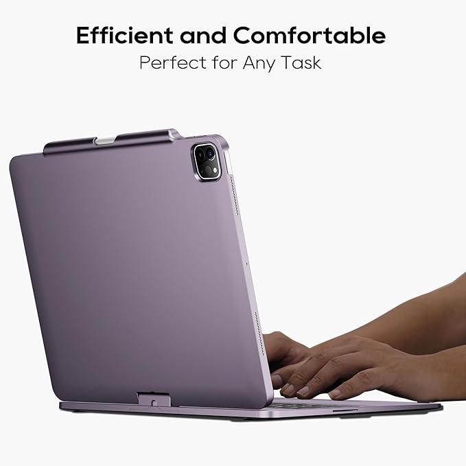 edaiser Swivel Keyboard Case for Apple 2026 iPad Air 13-inch M4 M3 M2, iPad Pro 13 inch M4 M5, iPad Pro 12.9-inch 6th-3rd; 360 Rotatable Cover with Pencil Holder, Trackpad, Backlit, Metallic Purple