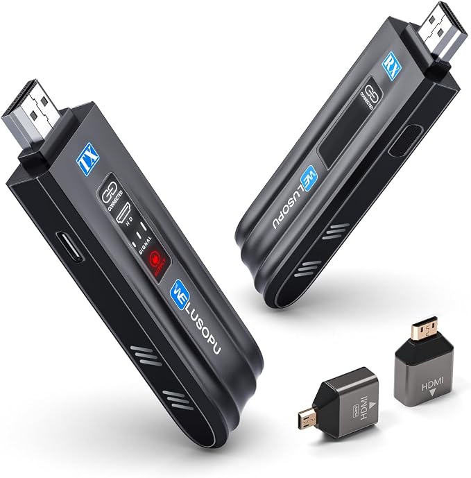 2026 Upgraded Wireless HDMI Transmitter and Receiver, WELUSOPU HDMI Wireless Extender 4K Decode Input 1080P Output, 2.4/5G, for Laptop PC TV Box to TV Monitor Projector for Home Church Office, 328FT