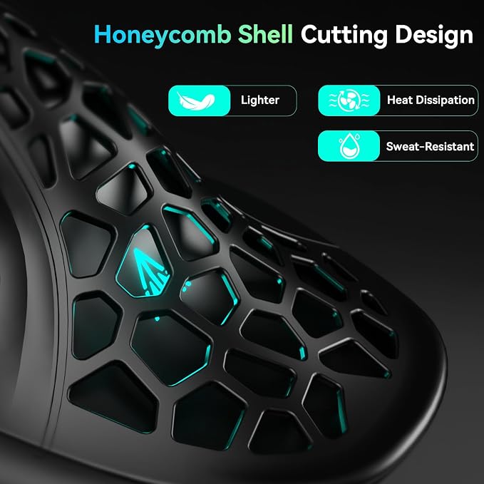 SOLAKAKA E9 PRO Vertical MMO Gaming Mouse with 8K Dongle- 36000 DPI PAW3395 Sensor,8,000Hz Polling Rate,Tri-Mode Ergonomic Wireless Mouse with 10 Side Buttons,RGB Mouse for PC/Mac - Black
