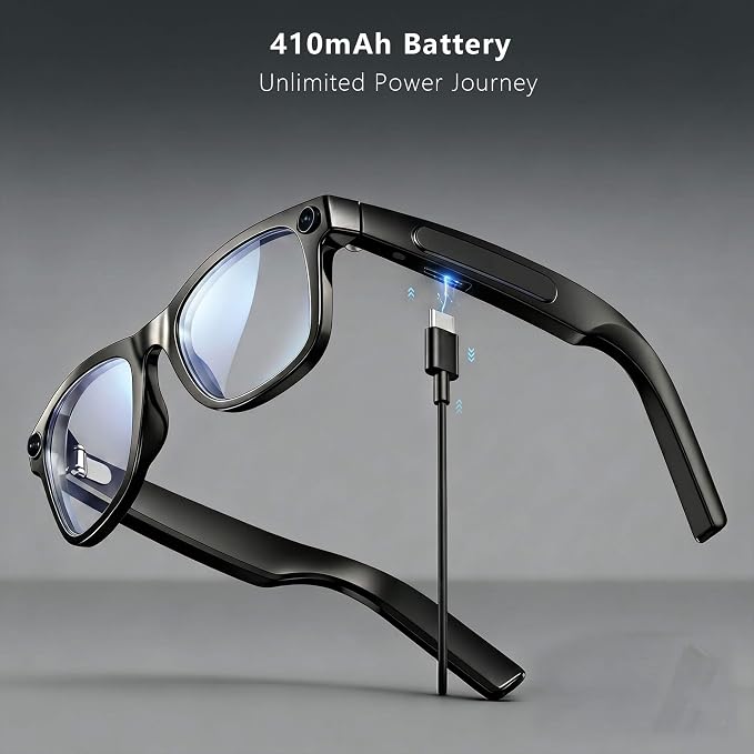 EarlySincere 4K Video Recording Glasses with EIS Stabilization, AI Smart Glasses with Camera and ChatGPT Voice Assistant, 8MP HD Wearable Camera, Bluetooth 5.4 Audio, 15H Playtime, TR90 Durable Frame