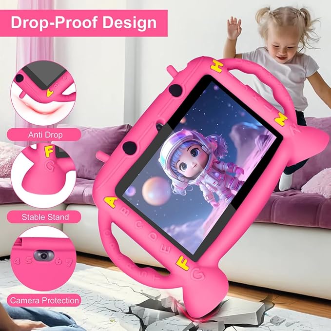 MengDash Kids Tablet, Android 11 Tablet for Kids 7 inch 2-10, Educational Learning Toddler Tablet, Touch Screen 3GB RAM+32GB ROM Storage, Google Play YouTube, Baby Girl boy Present (Red)