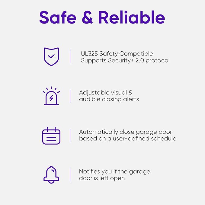 OCCHI Smart Garage Door Opener with Camera, Smart Garage Control, Security+ 2.0 Compatible, Detects Open/Close Status, Support Yellow&Purple Button, 2.4Ghz WiFi, No Monthly Fee, Compatible with Alexa