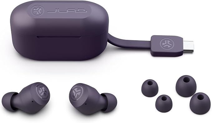 JLab Go Air Pop+ True Wireless Earbuds, in Ear Headphones, Bluetooth Earphones, 35H Playtime Ear Buds, Bluetooth Earbuds with Microphone, USB-C Charging Case, Dual Connect, EQ3 Sound, Violet