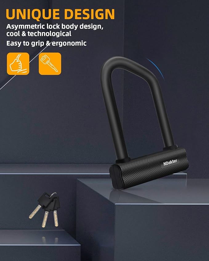 NDakter Motorcycle Chain Locks, Heavy Duty Anti Theft - 18mm Shackle, 4FT x 12mm Thickness Security Chain, Bike U Lock with 3 Keys for Ebike, Escooter, Moped and Gate