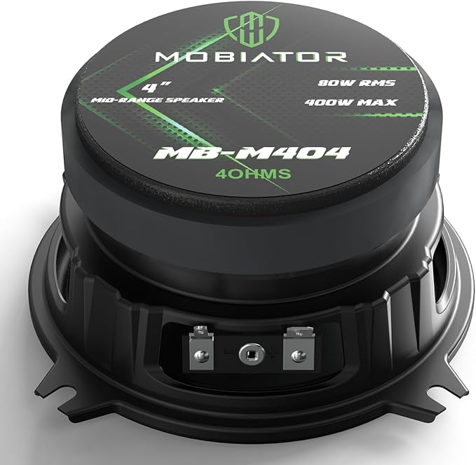 Midrange Loudspeakers MB-M404 4'' 400W Max, 4 Ohms High Efficiency Car Audio Door Speakers for Car or Truck Stereo Sound System-Black (2 Speakers) (MB-M404)