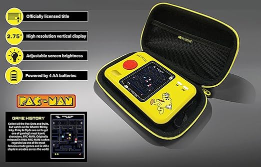 My Arcade Pac-Man Pocket Player Bundle: Officially Licensed, Portable Gaming Console, Travel Case and Screen Protector Included. Includes Classic Mode and Speed Up Mode.