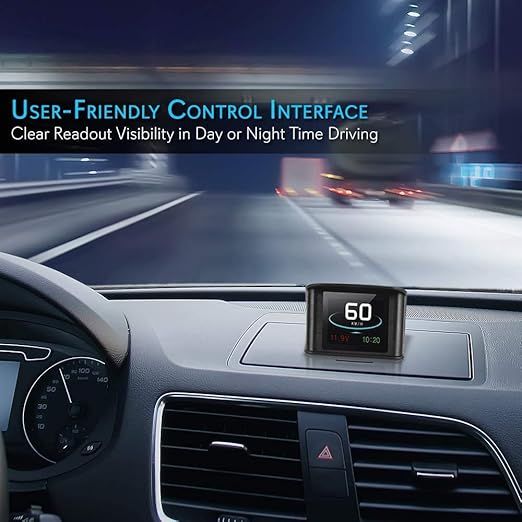 Pyle Universal Vehicle Smart HUD Display - 2.6" Digital Mini Car Dashboard Heads Up Windshield Speedometer Projector System w/ GPS Navigation Compass, Displays Speed, Distance, Time and More - PHUD19