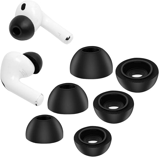 Replacement Foam Eartips for AirPods Pro 3 2025, Soft Memory Foam Tip for AirPods Pro 3rd Gen, Non-Silicone, Stay-Put Fit, Fits Charging Case, 3 Pairs (S/M/L, Black)
