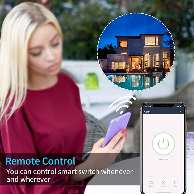 Smart Light Switch, Compatible with Alexa, Google Home IFTTT, App and Voice Control, Timing Function, No Hub Required, Suitable for 2/3/4 Box, Neutral Wire Needs MICMI, 2 Gang