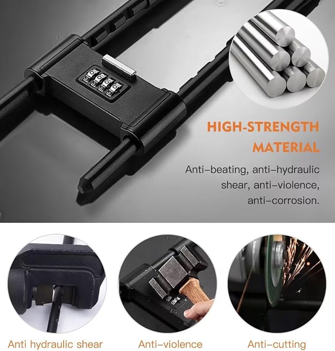Long Shackle Padlock -U-Lock-Bike Combo U-Lock - Four-Position Combination Padlock -with Adjustable Shackle - Suitable for Bicycles, e-Bikes, Mountain Bikes, Glass Doors