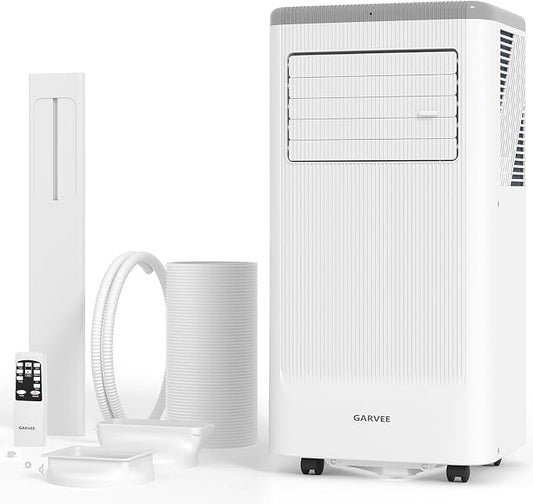 Garvee 8000BTUs Portable Air Conditioner with Remote Control,350 Sq.Ft Max. 48dB Portable AC Unit, Dehumidifier, Fan, Sleep, 24H Timer&Installation Kit, DOE Certified, Ceer 6.2,White+Grey