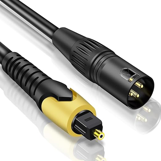 192KHz DAC Optical to XLR Converter,Optical Audio Cable to Unbalanced Male XLR Audio Cord Adapter,Digital to Analog Audio Converter for HDTV,DVD,Set-top Boxes(O-ptical to XL R Only) Cable -3.3FT