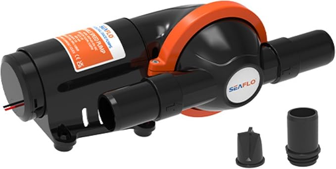 SEAFLO 12V Diaphragm 5.0 GPM Waste Pump – 360-Degree Rotating Head, 4-Year Warranty for Marine, RV, Camper, Boat