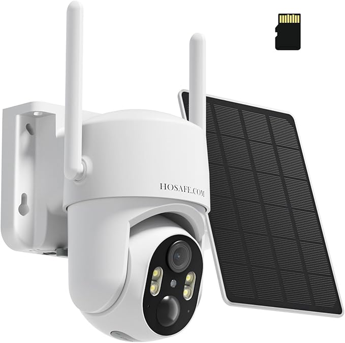HOSAFE.COM Wireless Security Camera Outdoor, Free Cloud Storage, 360° PTZ Remote Cameras for Home Security Solar Powered, 2K 3MP Surveillance & Security Cameras, IP66 Waterproof