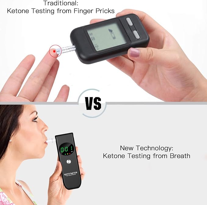 Ketone Meter & Breath Analyzer Professional Ketone Breath Testing & Monitoring - Portable Breath Ketosis Meter Digital Ketosis Breath Tester for Testing ketosis with 10 Mouthpieces