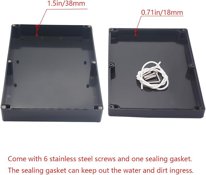 Project Box IP65 Waterproof Junction Box ABS Plastic Black Electrical Boxes DIY Electronic Project Case Power Enclosure 11.42x8.27x2.48 inch (290 x 210 x63 mm)