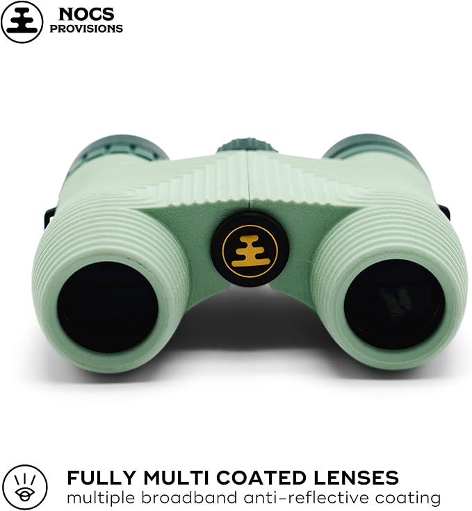 Nocs Provisions Standard Issue 8x25 Waterproof Binoculars, 8X Magnification, Bak4 Prism, Wide View Multi-Coated Lenses for Bird Watching, Hiking & Backpacking - Glacial Blue