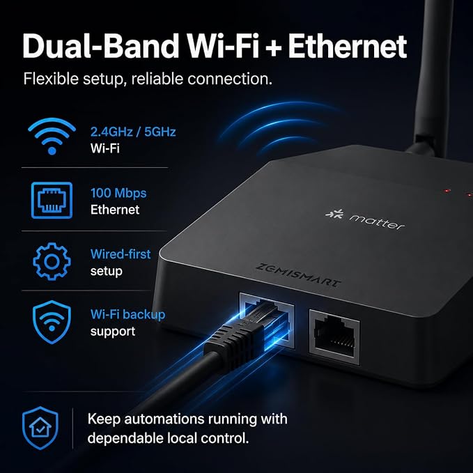 Matter Smart Home Hub M1 Pro - Matter Controller, Thread Border Router, Tuya Zigbee & Smart IR Hub, Compatible with Apple Home/Google/SmartThings/Home Assistant