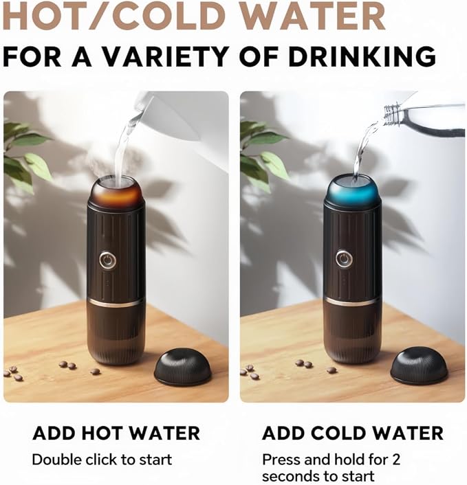 Portable Espresso Machine, 2-in-1 Hot/Cold Brew & Fast Self-heating with USB-C,Travel Coffee Maker with 7800mAh for Camping RV Hiking Compatible with NS Capsules & Ground Coffee Red