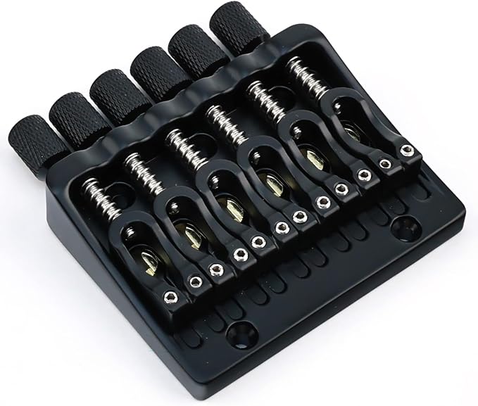 Zinc Alloy Headless Electric guitar Bridge，6 String Fixed Bridge - String Spacing 10.5mm(13/32")，Fits for 6-String Headless Electric Guitar Replacement Parts（Matte Black）