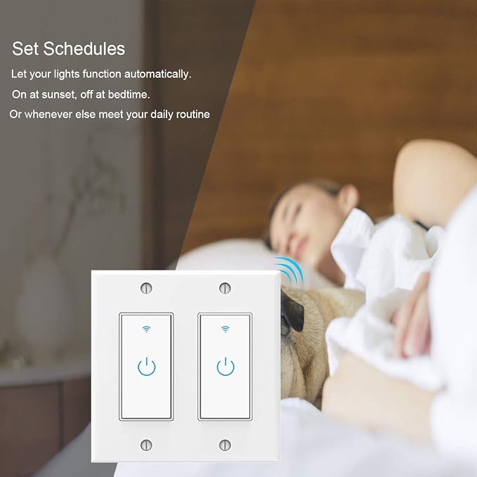 WiFi Light Smart Switch 2 Gang Touch Wall - Compatible With Alexa Google Assistant and IFTTT