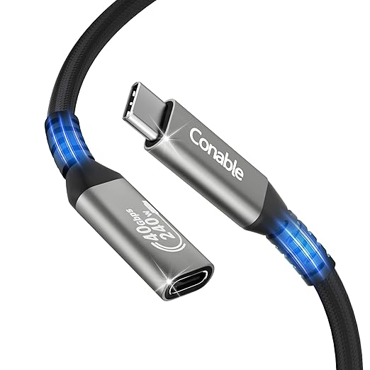 USB 4 Extension Cable 3FT, Coaxial Cable, USB C Male to Female Cable, 40Gbps, 8K/5K@60Hz, 240W, Compatible for MacBook, SSD, iPhone 17/16/15 Series, Thunderbolt 5/4/3, S24, XPS, Surface Pro, Coaxial