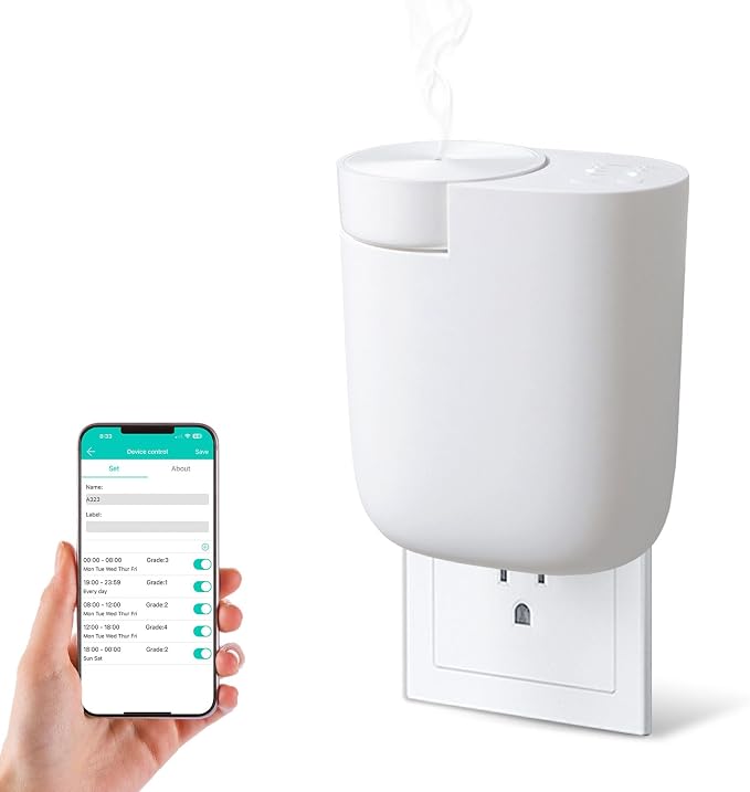 Plug-in Diffuser, Waterless Scent Air Machine, Bluetooth/Manual Dual-Control, 500 Sq. Ft Coverage Luxury Fragrance Diffuser, Essential Oil Aroma Diffuser for Home, Office, Small Room, Spa