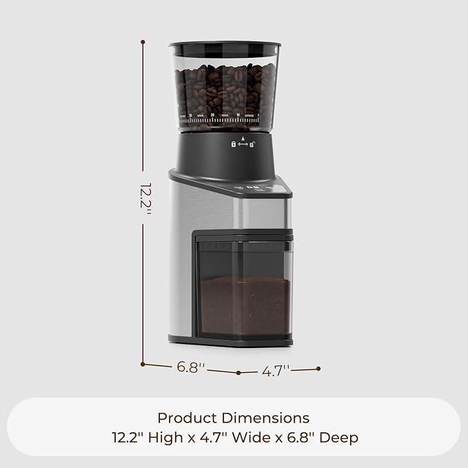 Burr Coffee Grinder with 60 Settings, Electric Conical Bean Grinder with Touch Screen & Anti-Static Technology for Espresso to French Press, 1-60s Timer & 1-8 Cup Dosing, Stainless Steel, Black
