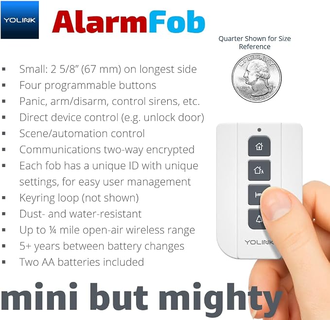 YoLink Home Security System, Wireless Smart DIY Alarm System, with App/Email/Limited SMS Alert, 5 Pieces-Kit (Speaker Hub, Door Window Sensor, Motion Sensor, AlarmFob), 2.4GHz Wi-Fi Required