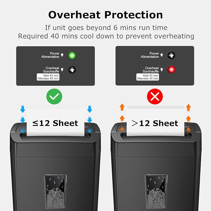 Bonsaii 12-Sheet Cross Cut Paper Shredder, 5.5 Gal Home Office Heavy Duty Shredder for Paper, Credit Card, Mail, Staples, with Transparent Window, High Security Level P-4 (C275-A)