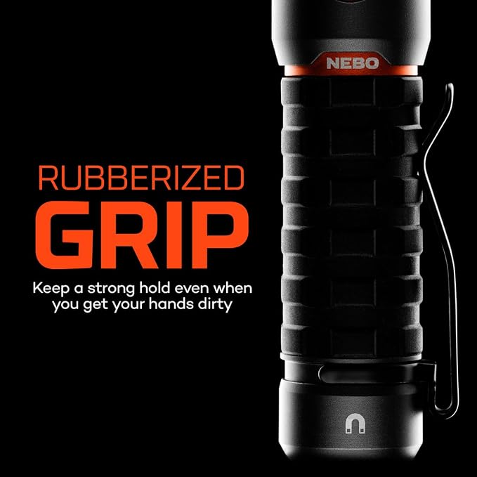 NEBO Torchy 3K Rechargeable Pocket Flashlight | 3000 Lumen Rechargeable & Portable Pocket Light with Clip, 5 LED Light Modes, Magnetic Base for Hands Free Use, Water & Impact Resistant