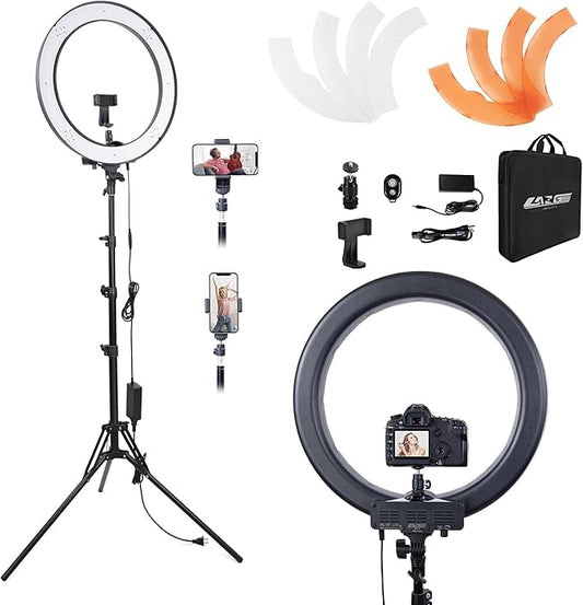 Ring Light Kit 18" 55W 5500k dimmable LED Light, 70inch Foldable Stand, Phone Clip, Short Video, Studio Video Photography Lighting, Spot Lights，Selfie and Live Streaming,You Tube,TikTok
