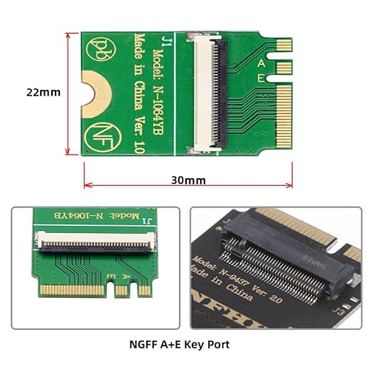ChenYang Mini PCI-E/M.2(A+E Key) to 4 SATA 3.0 Extension Card Adapter for Motherboard SATA Hard Drive Port Extension with 10cm Flat Cable