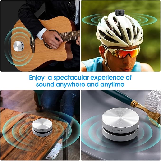 Wireless Mini Bone Conduction Speaker, Stereo Bass Sound Creative Portable Speaker Mini Size Music Player Built-in Mic Sound Box with Magnetic Adsorption Function