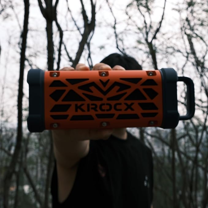 TRAVOR Magnetic Outdoor Bluetooth Speaker Portable, 45W, Deep Bass, Rugged All-Aluminum Metal Body, IP68 Waterproof, Wireless TWS Pairing for Camping, Beach, 25Hrs of Playtime (Blaze Orange)