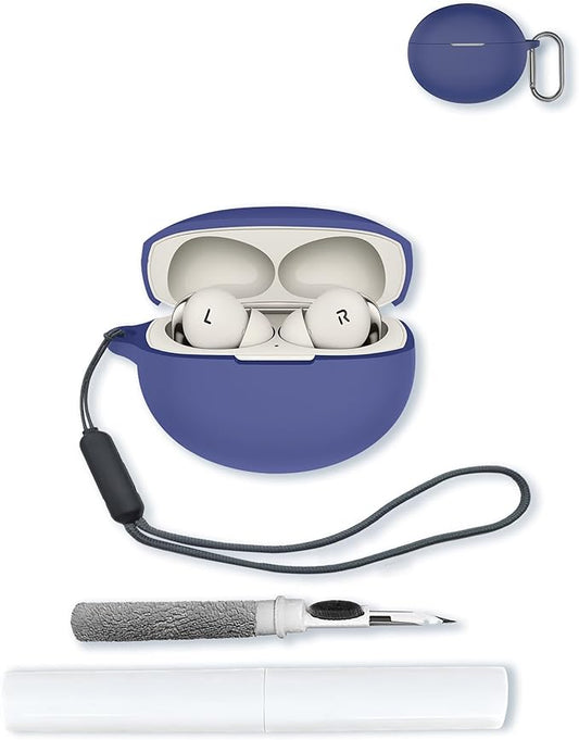 Case for Oneplus Buds pro3 Earbuds,Soft Protective,BOVUGAC Silicone Case Cover with Keychain & Cleaning Kit & Lanyard for Oneplus Buds pro3 Earbuds-Blue