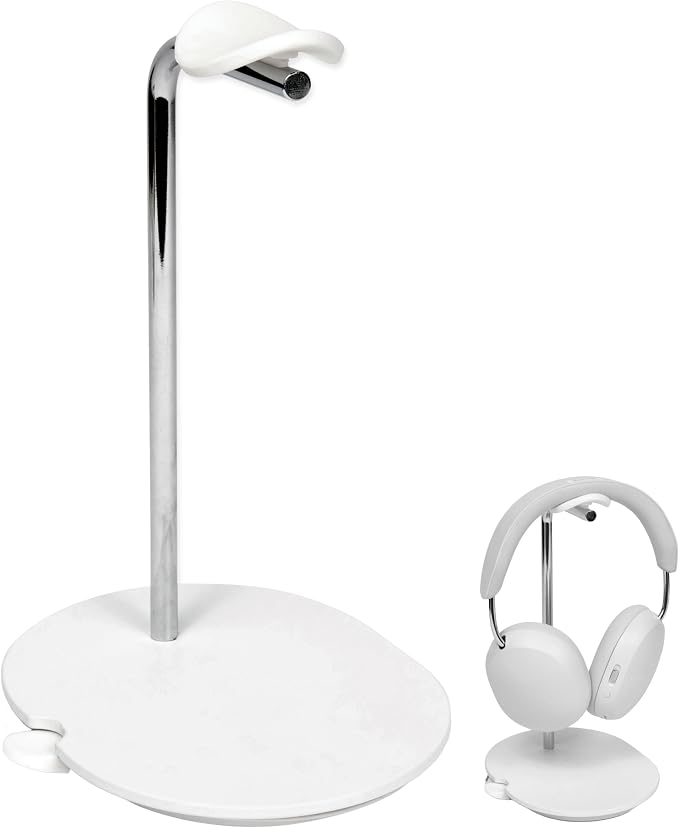Sanus Sonos Ace Headphones Stand - Premium Stand w/Silicone Cradle Prevents Creasing & Built-in Cable Management w/Magnetic Clip for Fast Charging - Tool-Free Setup - White Sonos Headphones Holder