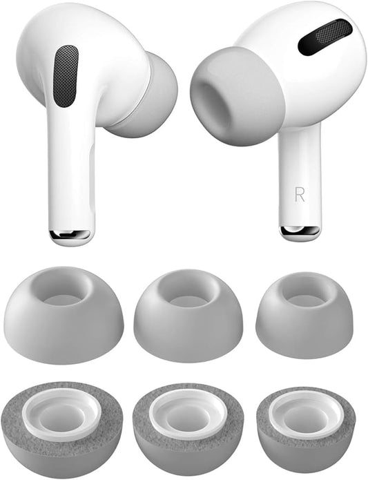 PZOZ 3 Pairs Replacement Ear Tips Compatible with Apple AirPods Pro & Pro 2nd (2022), Memory Foam Reducing Noise in-Ear Eartips Accessories (Fit in The Charging Case) (S/M/L, Gray)