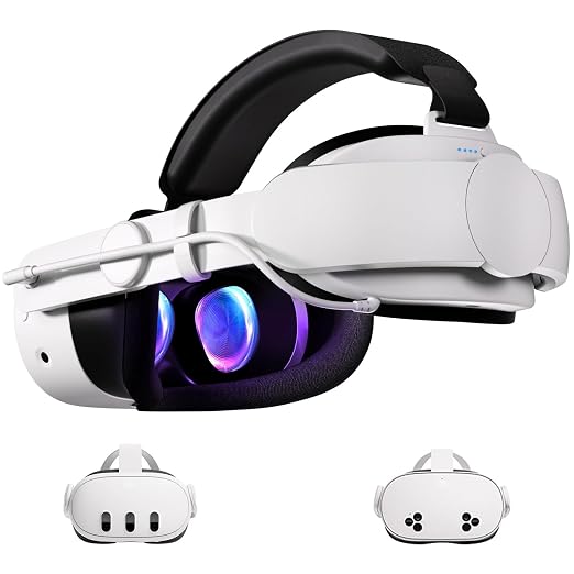 Hurra Head Strap with Battery Compatible with Meta/Oculus Quest 3/ 3S, 10000mAh Fast Charging Detachable Battery Pack Extend 5-7H Playtime, Adjustable Elite Strap Enhanced Support & Balance in VR