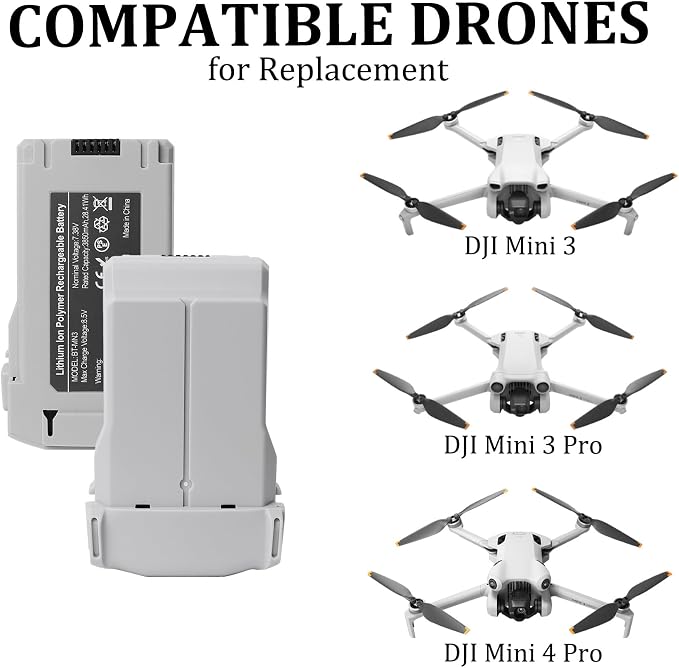 Mini 3 Series Intelligent Flight Battery Plus for DJI Mini 4 Pro/Mini 3 Pro/Mini 3 Extended 3850mAh Drone Replacement Battery Max.47 Mins Long Time Flying for BWX162-3850-7.38