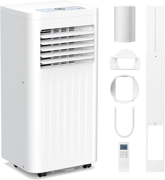 Electactic 8000 BTUs Portable Air Conditioners with cooling/dehumidification/fan/sleep mode,4-IN-1 Portable AC with 24H Timer & Remote Control & Window Kit